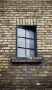 Close up of window on a weathered brick wall Royalty Free Stock Photo