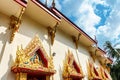 close up windows bass-relief in Beautiful temple Wat Samai Kongka on Ko Pha Ngan, Thailand.