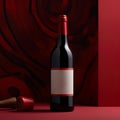 Close up with wine bottle with empty label for your logo on abstract background Royalty Free Stock Photo