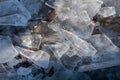 Close up on winter broken ice