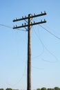 Close up on wire breakage after hurricane. Broken power line. Royalty Free Stock Photo