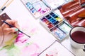 Close-up artist paints Royalty Free Stock Photo