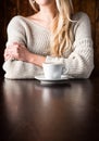 Close up Woman with cappuccino