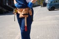 Close-up woman civil engineer with worktool belt controlling building work Royalty Free Stock Photo