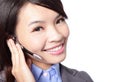 Close up of woman customer support operator