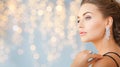 Close up of woman with diamond earring