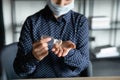 Close up of woman disinfect hands with sanitizer