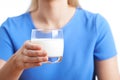 Close Up Of Woman Drinking Glass Of Fresh Milk Royalty Free Stock Photo