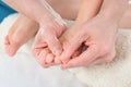 Close-up of woman foot receiving massage Treatment from a therapist Royalty Free Stock Photo