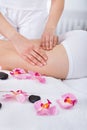 Woman Getting Thigh Massage Royalty Free Stock Photo