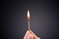 Close up woman hand holding a burning match Royalty Free Stock Photo