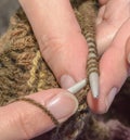 Close up of Woman Hand Knitting B