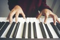 Woman hand playing piano Royalty Free Stock Photo