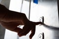 Close up woman hand press a up button of elevator Royalty Free Stock Photo