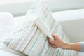 Close up of woman hand with sticky roller cleaning Royalty Free Stock Photo