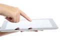 Close up of a woman hand touching a tablet pc