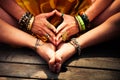Close up of woman hands and feet in yoga position Royalty Free Stock Photo