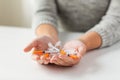 Close up of woman hands holding insulin syringes