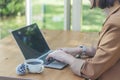 Close up Woman Hands love drinking hot coffee working from home. Business women with black coffee or hot chocolate cafe. Royalty Free Stock Photo