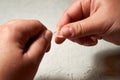 Close up of woman hands, Preparation for express HIV self test Royalty Free Stock Photo