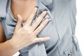 Close up woman having chest pain heart attack Royalty Free Stock Photo