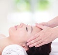 Close up of woman in head massage, spa Royalty Free Stock Photo