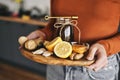 Close up of woman holding natural antioxidants Royalty Free Stock Photo