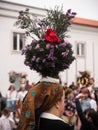 Close-up of woman during the Maio celebration in Quiaios, Portugal