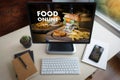 Close up woman ordering food online by internet Concept order Royalty Free Stock Photo