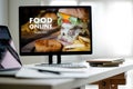 Close up woman ordering food online by internet Concept order Royalty Free Stock Photo