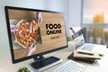 Close up woman ordering food online by internet Concept order