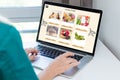 Close up woman ordering food online by internet. Concept order food