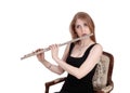 Close up of woman playing the flute Royalty Free Stock Photo