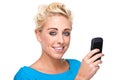 Close-up Woman Reading Text Message on Cell Phone