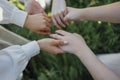 Close up of a woman's hand touching the grass, feeling nature Royalty Free Stock Photo