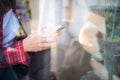 Close up of woman`s hands holding and touching cell phone with r Royalty Free Stock Photo