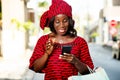 Close-up of a woman senior woman with mobile phone, smiling Royalty Free Stock Photo