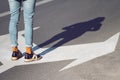 Close up of woman shoes standing on the street