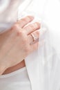 Close-up Woman showing her hands with beautiful manicure.Bride`s hands with a nice manicure. Beautiful young woman`s hands Royalty Free Stock Photo