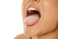 Woman showing her tongue Royalty Free Stock Photo