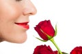 Close-up woman smelling a rose Royalty Free Stock Photo