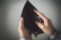 Close-up woman standing and holding the wallet empty Royalty Free Stock Photo