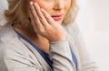 Close up of woman suffering toothache at home Royalty Free Stock Photo