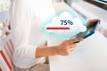 Close up of woman with tablet pc cloud computing