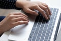 Close up of woman typing working on laptop Royalty Free Stock Photo