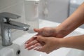 woman washing hands with soap Royalty Free Stock Photo
