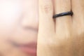 Close Up,A woman is wearing ring coconut shell