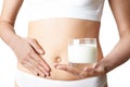 Close Up Of Woman Wearing Underwear Drinking Glass Of Fresh Milk Royalty Free Stock Photo