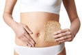 Close Up Of Woman Wearing Underwear Holding Slice Of Brown Bread Royalty Free Stock Photo