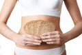 Close Up Of Woman Wearing Underwear Holding Slices Of Brown Bread Royalty Free Stock Photo